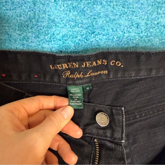 Vintage RALPH LAUREN WOMENS Y2K JEANS Size 12 Classic Bootcut Mid Rise Black - Picture 9 of 14